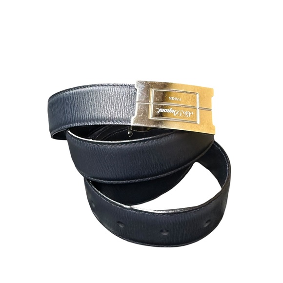 Genuine S.T. Dupont Navy Blue Logo Leather Belt Made In France 42 Reversible - Picture 2 of 10